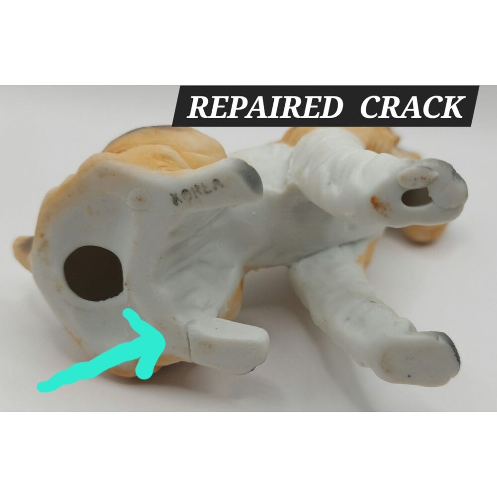 Vintage Porcelain Wire Haired Terrier Dog Figurine 4" Hand-Painted Made In Korea - Picture 6 of 9